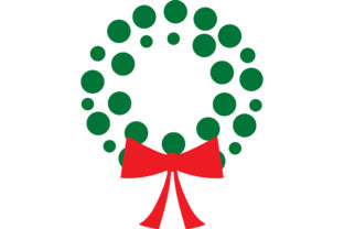 Green Ball Wreath with Red Bow: Graphics for Crafts