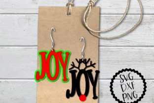 Joy Reindeer Holiday Earrings: Graphics & Print Templates