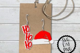 Santa Hat & Ho Ho Ho Earrings SVG Graphics
