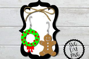 Wreath & Gingerbread Earrings Graphics for Print Templates